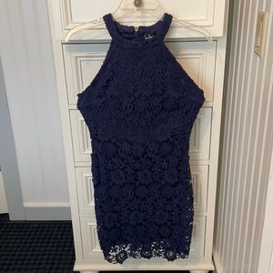 Lulu’s small navy halter mini dress